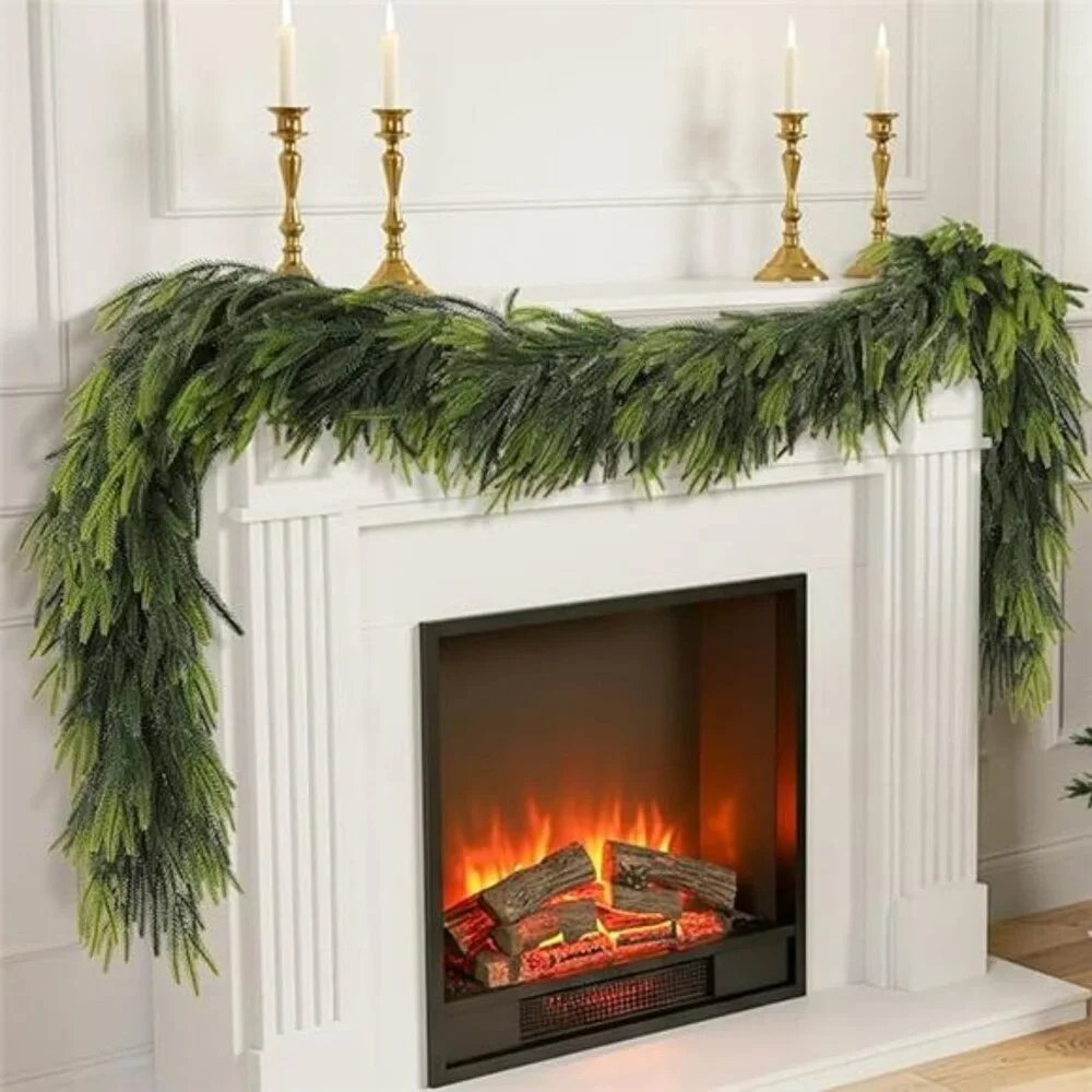 9FT Christmas Norfolk Pine Garland Real Touch Pine Artificial